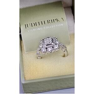 Gorgeous Judith Ripka Sterling Silver 925 Vintage Statement Flower Ring Size 9